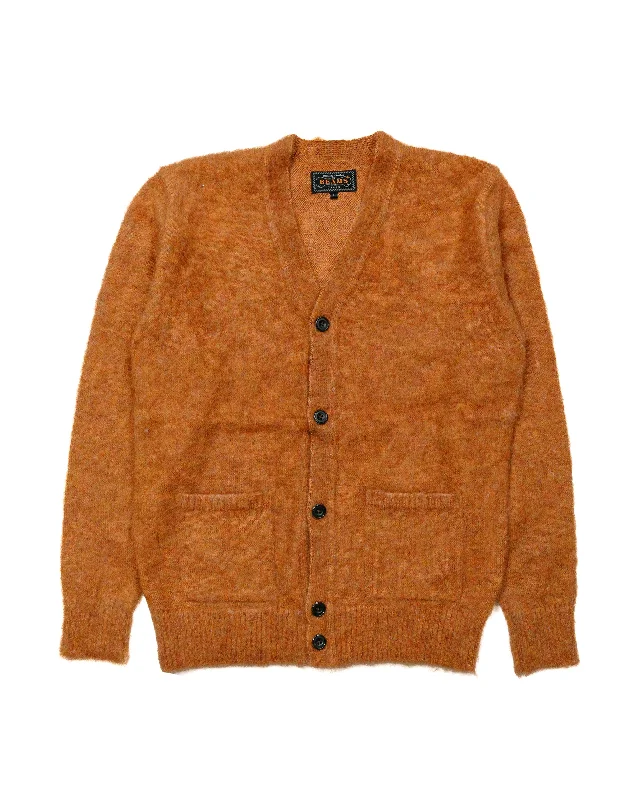 Big Discounts Beams Plus Cardigan Stretch Mohair Orange