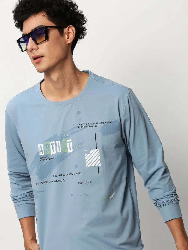 Take Action Men Blue Graphics Casual Sweatshirts