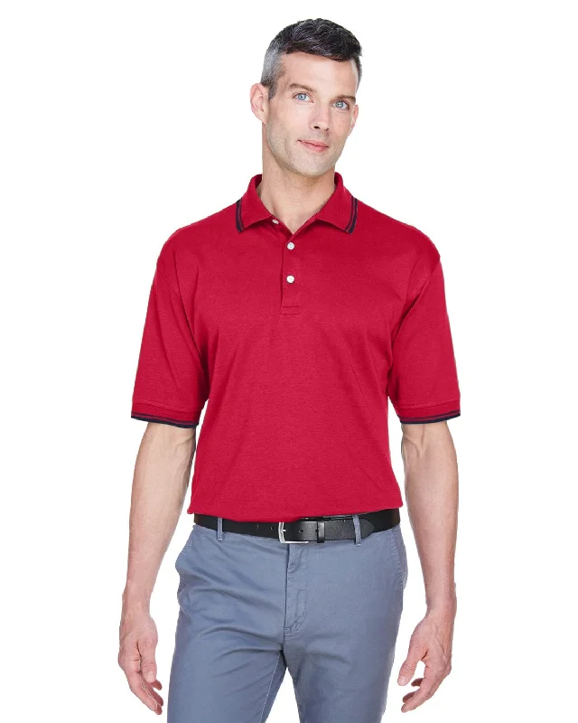 Fantastic Offers Devon & Jones Tipped Perfect Pima Polo Shirt | Red/ Navy