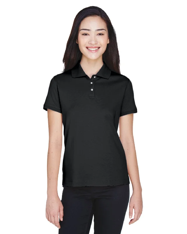 Weekend Deals That Wow Devon & Jones Ladies Perfect Pima Interlock Polo Shirt | Black