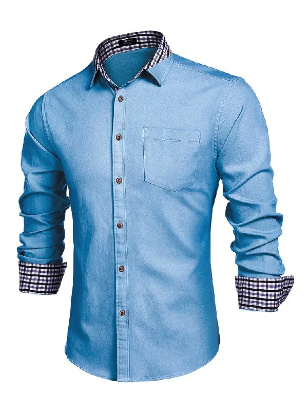 Incredible Offers Long-Sleeve Denim Dress Shirt