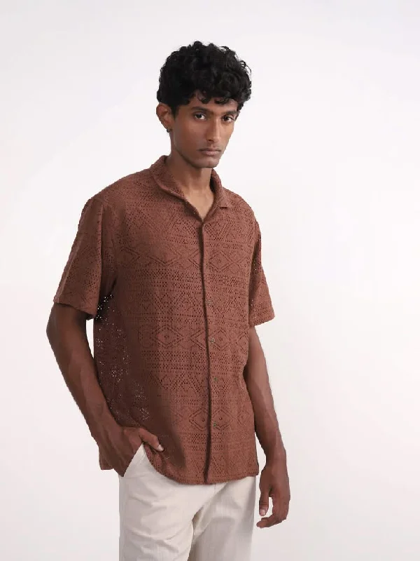 Final Markdown ETA Solid Rust-Orange Cotton Resort-Fit Shirt