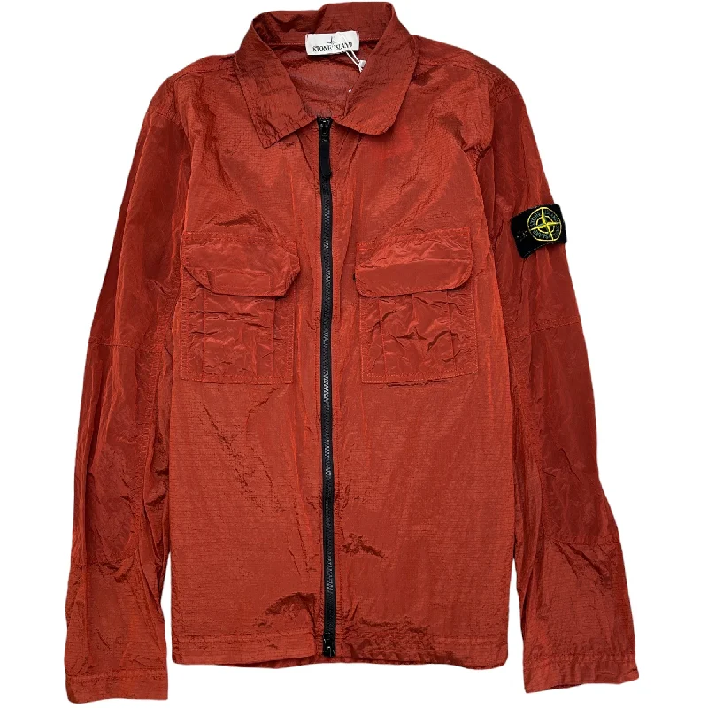 Great Bargains Men's Applique Logo OverShirt Burnt Orange Size M