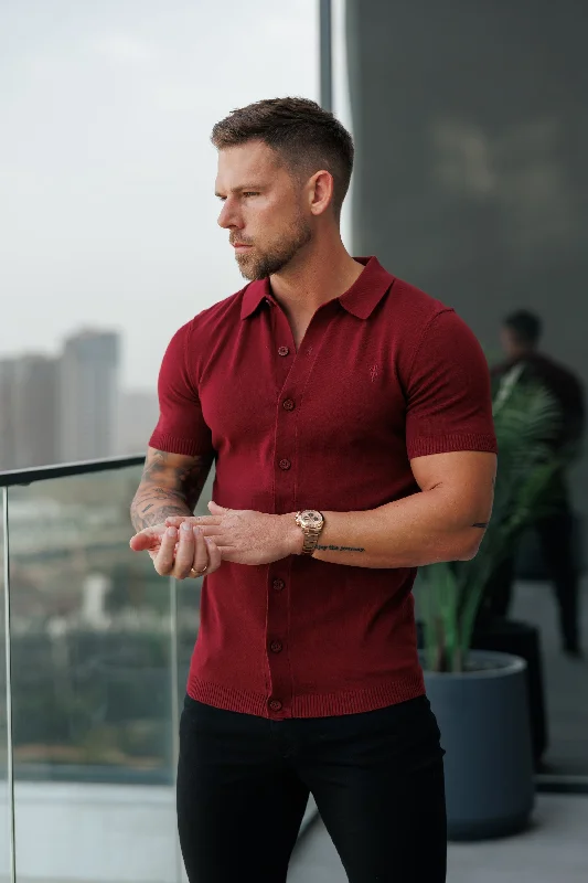 The Best Prices Father Sons Classic Plain Burgundy Knitted Button Through Polo Short Sleeve - FSN217 The Best Prices Father Sons Classic Plain Burgundy Knitted Button Through Polo Short Sleeve - FSN217