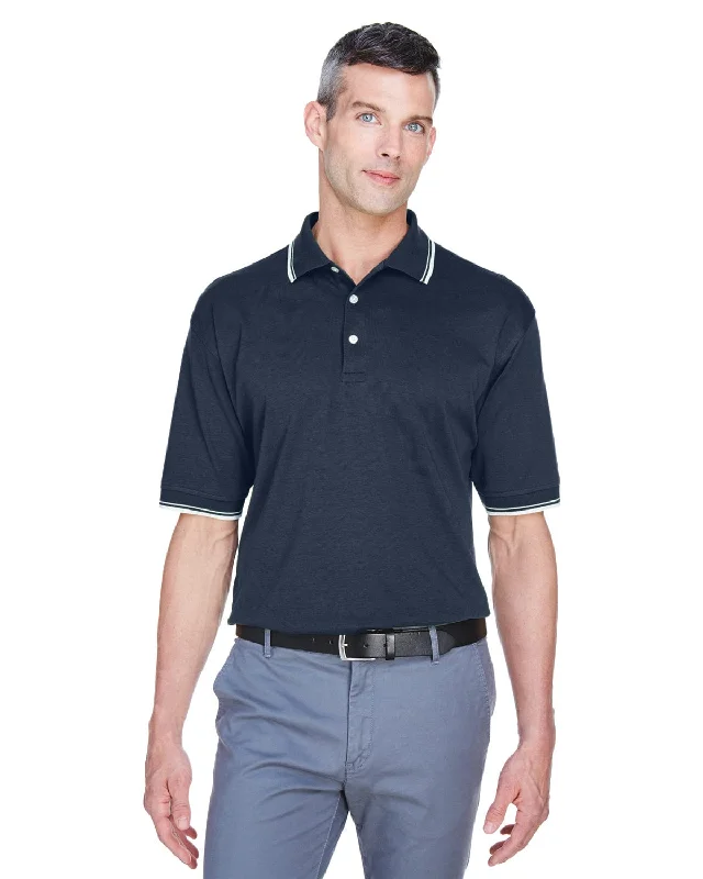 Final Clearance Devon & Jones Tipped Perfect Pima Polo Shirt | Navy/ White