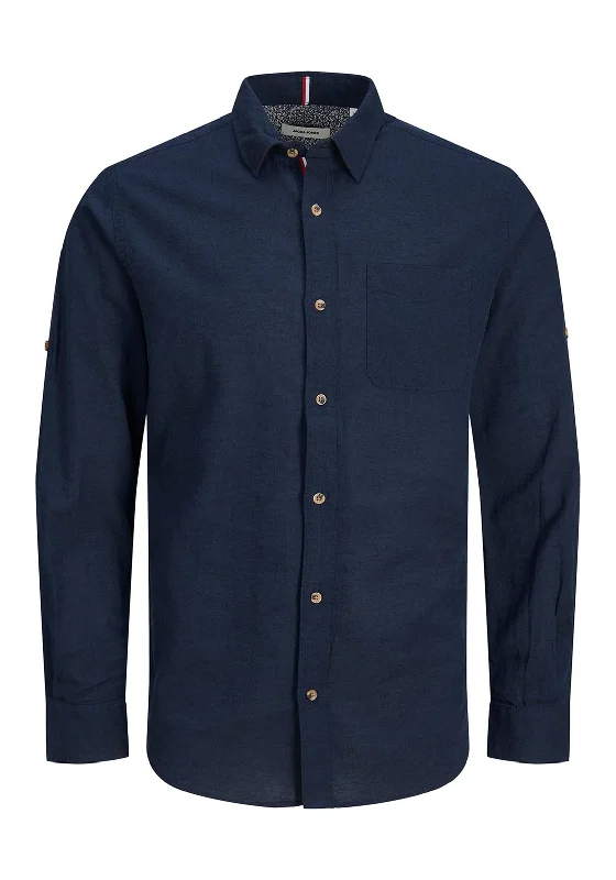 Sale Event Jack and Jones Mens Detailed Long Sleeve Shirt, Navy Blazer