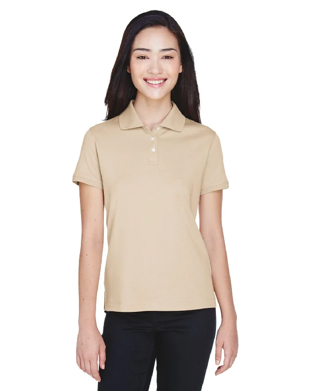 Weekend Savings Bonanza Devon & Jones Ladies Perfect Pima Interlock Polo Shirt | Stone