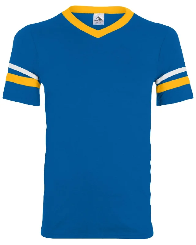 New Deal Augusta Sleeve Striped Jersey | Royal/ Gold/ Wht