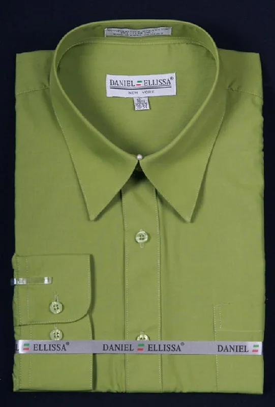 Discount Mania Men's Lime Green Long Sleeve Dress Shirt