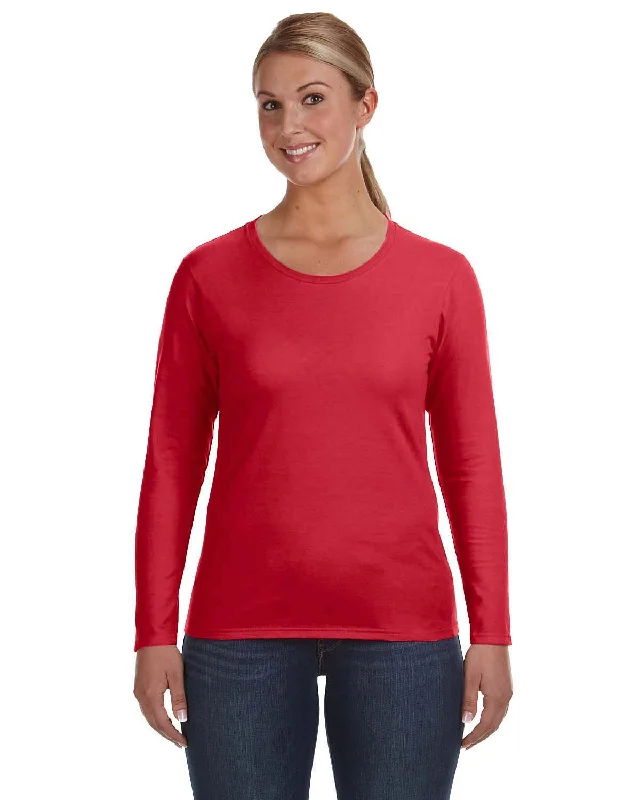 Act Now Anvil Ladies Lightweight Long Sleeve T-Shirt | Red