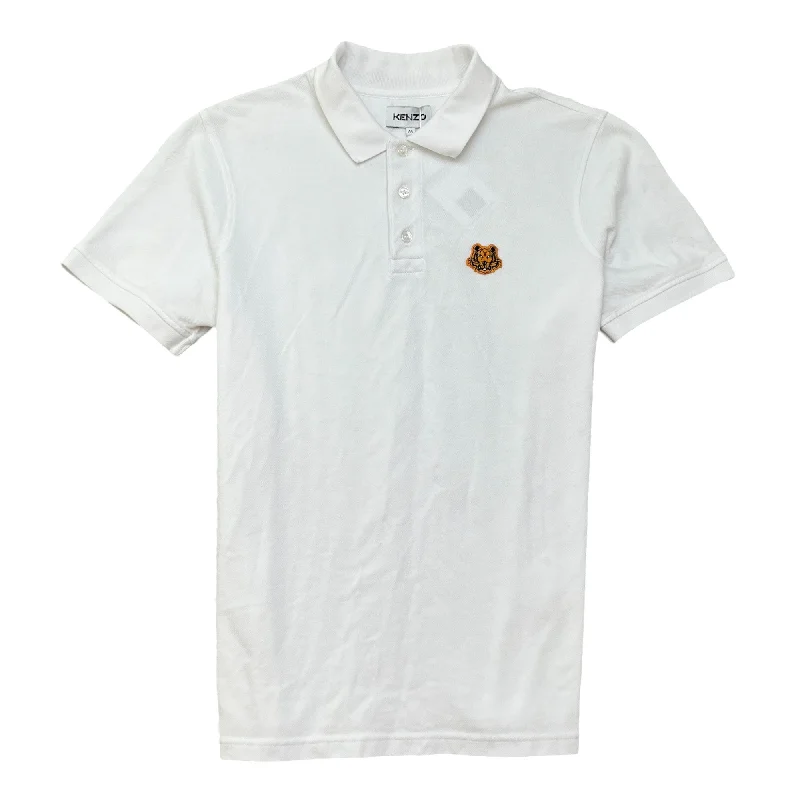 Take Advantage Men's Embroidered Tiger Polo Shirt White Size M