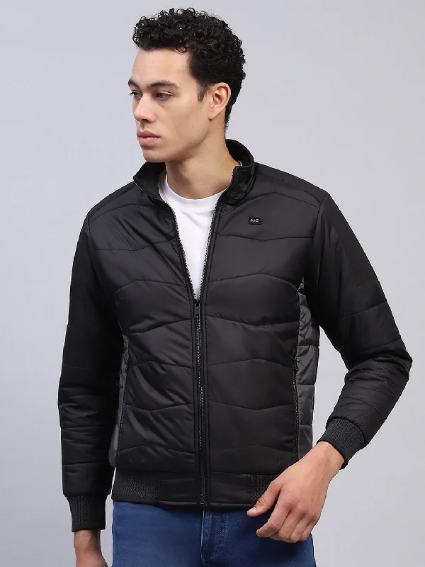 Unbeatable Prices Men Black Solid Mock Neck Full Sleeve Jacket