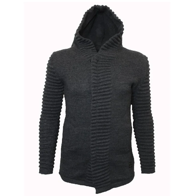 Big Savings M4215 Makobi Ribbed Elongated Sweater - Charcoal Gray
