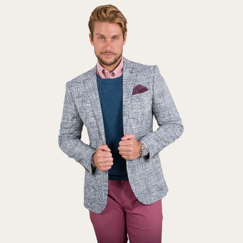 Closeout Deal Blue Malfile Glen Check Jacket