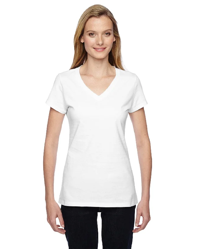 Can't Beat Fruit of the Loom Ladies 100% Sofspun V-Neck T-Shirt | White