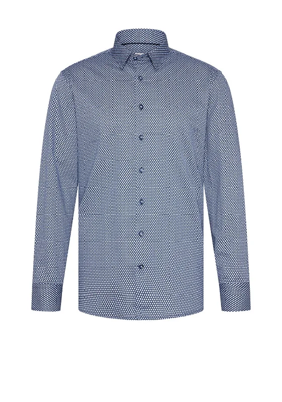Deep Discounts Bugatti 9750 Floral Pattern Shirt, Navy