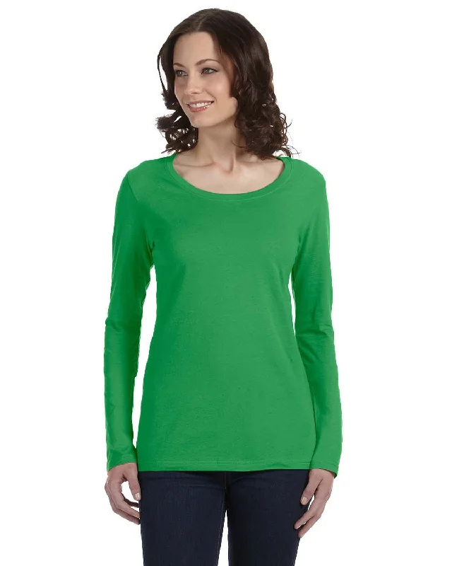 Price Rollback Anvil Ladies Sheer Long Sleeve Scoop Neck T-Shirt | Green Apple