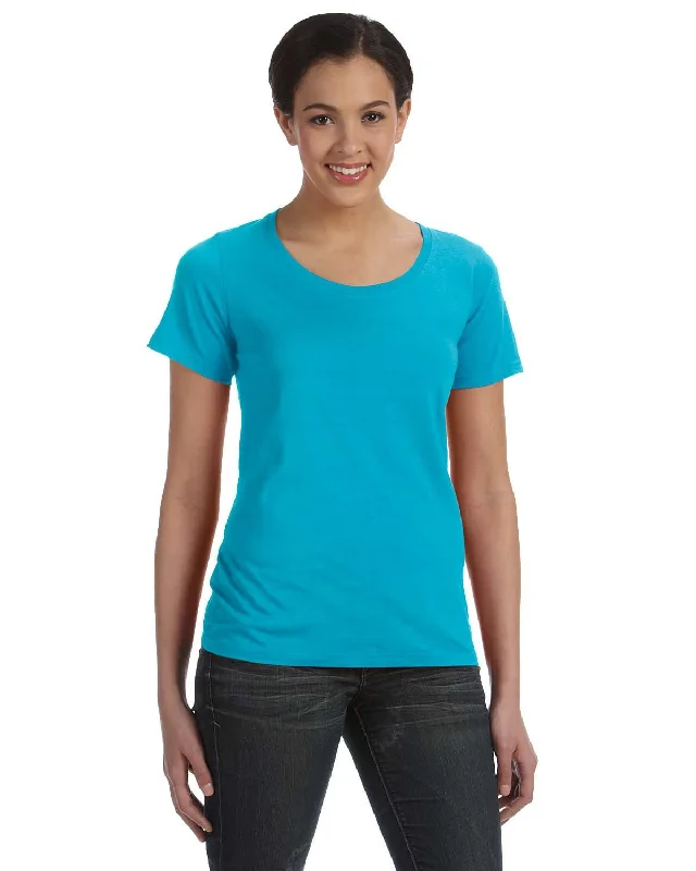 Today’s Deal Anvil Ladies Sheer Scoop Neck T-Shirt | Carribean Blue