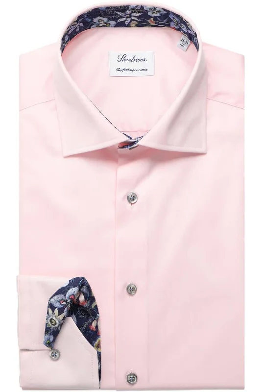 Overstock Soft Pink Contrast Twill Fitted Body Shirt - Stenströms