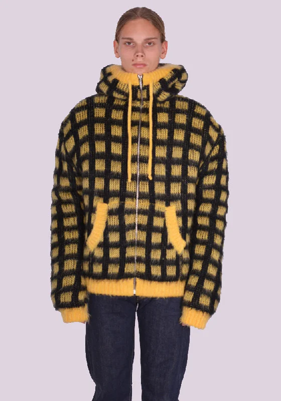 Weekend Offers That Tempt MARNI CDMG0116Q0 BRUSHED CHECK KNIT CARDIGAN YELLOW/BLACK Weekend Offers That Tempt MARNI CDMG0116Q0 BRUSHED CHECK KNIT CARDIGAN YELLOW/BLACK