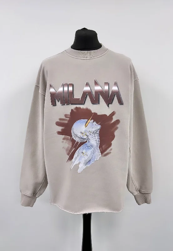 Buy Now Washed Taupe Graphic Heavyweight Open Hem Sweatshirt.