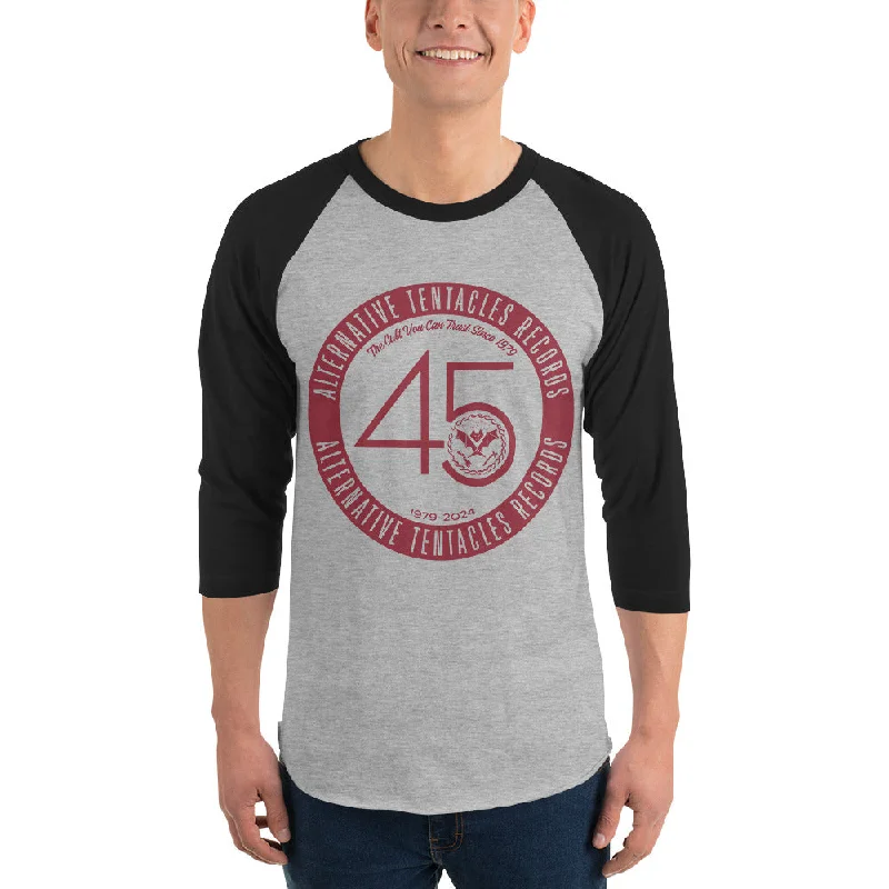 Weekend Discounts to Indulge In Alternative Tentacles 45th Anniversary - Maroon on Heather Grey/Black Sleeve 3/4 Sleeve Raglan Shirt Weekend Discounts to Indulge In Alternative Tentacles 45th Anniversary - Maroon on Heather Grey/Black Sleeve 3/4 Sleeve Raglan Shirt