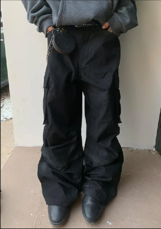Extra Discount Washed Wide Leg Cargo Pants