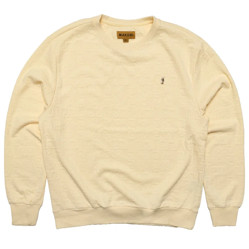 Super Deal M4232 Bianchi Jacquard Crewneck Sweatshirt - Natural