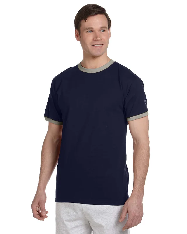 Today's Special Champion Tagless Ringer Tee | Navy/ Oxford Gry