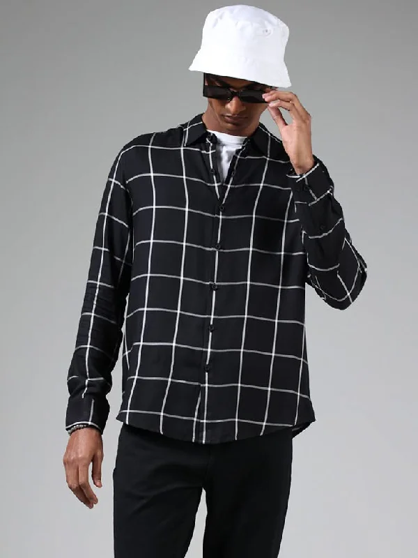 Special Buy Nuon Black Windowpane Checked Relaxed-Fit Shirt