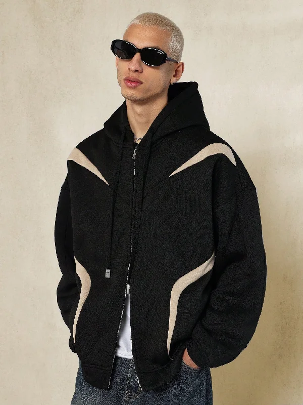 Early Access Multi Panel Colour Block Zip-Up Hoodie With Back Graphic Print