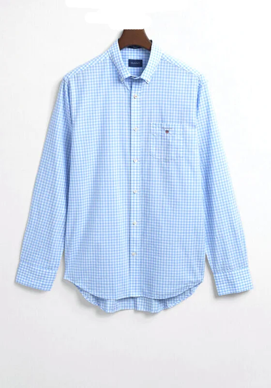 Now or Never Gant Broadcloth Gingham Shirt, Capri Blue