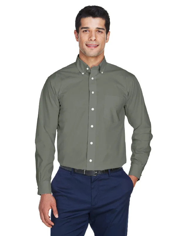 Huge Savings Devon & Jones Crown Woven Collection Solid Broadcloth Shirt | Dill
