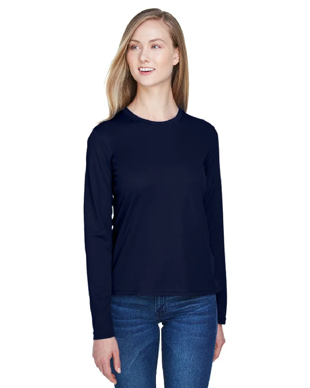 Price Cut Core 365 Agility Ladies Performance Long Sleeve Pique Crew Neck | Classic Navy