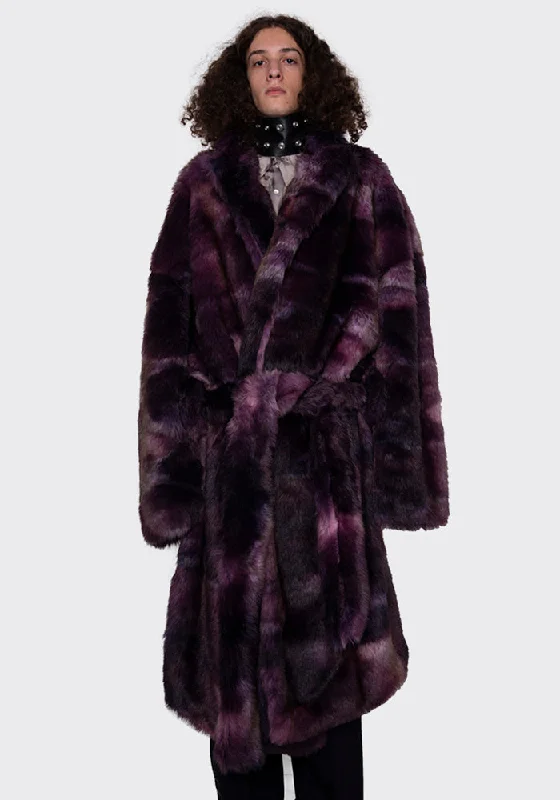 Weekend Specials to Delight MANS AW-OUT03-003 MOTS COAT WITH BELT PURPLE