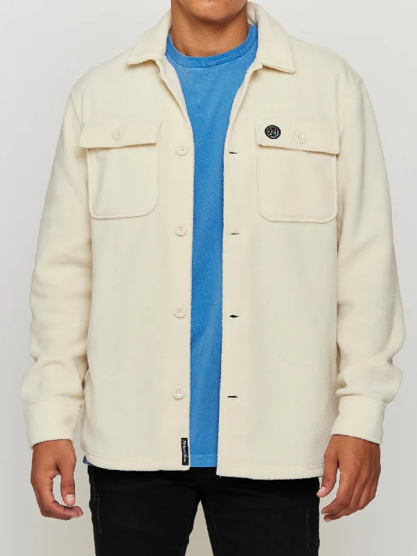 Weekend Discounts to Delight Polar Fleece Shacket in Off-White