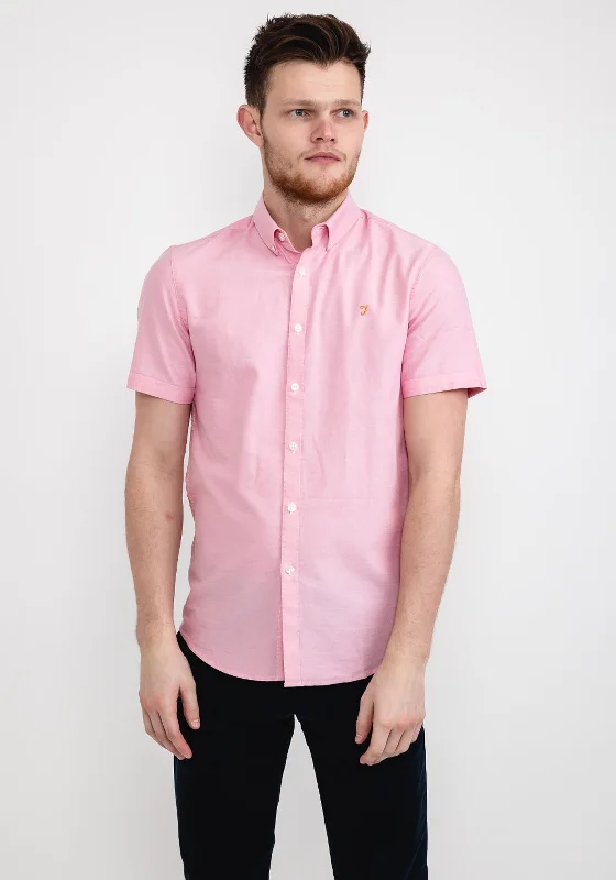 Super Bargain Farah Brewer Slim Fit Short Sleeve Shirt, Coral Pink