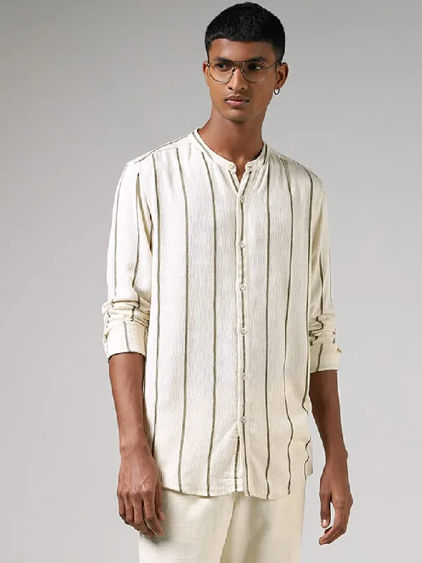 Seasonal Clearance ETA Off White Broad Striped Resort-Fit Shirt
