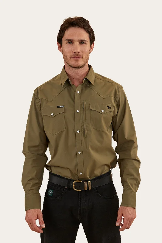 Weekend Bargains to Snag Dillinger Mens Western Shirt - Military Green