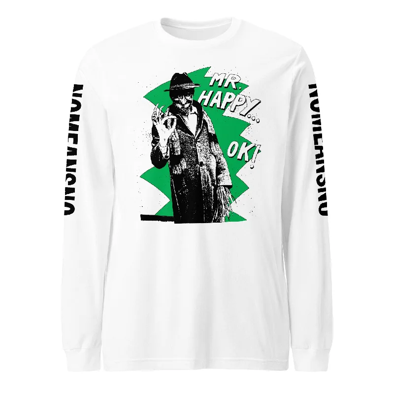 Weekend Savings Bonanza Nomeansno "Mr Happy" White Unisex Long Sleeve Tee