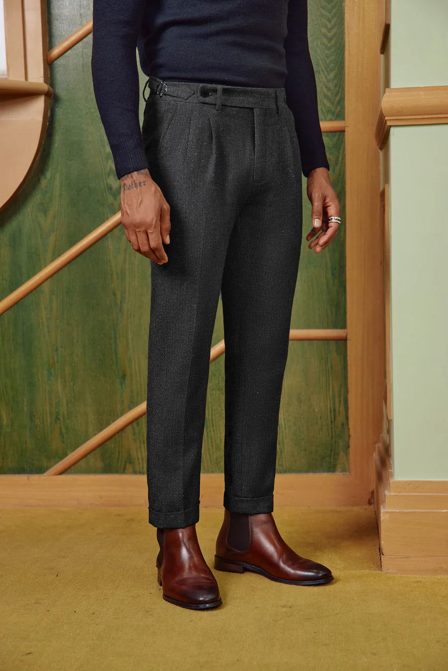 Price Rollback Men Stylish Capri Pants Fold-up Leg Opening Cropped Length Trousers