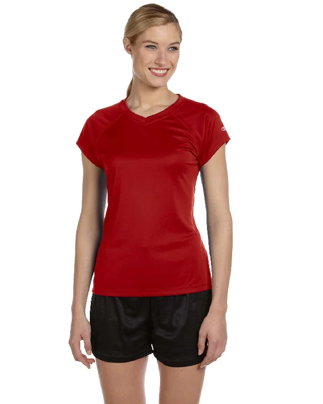 Super Savings Champion Ladies Double Dry Performance T-Shirt | Scarlet
