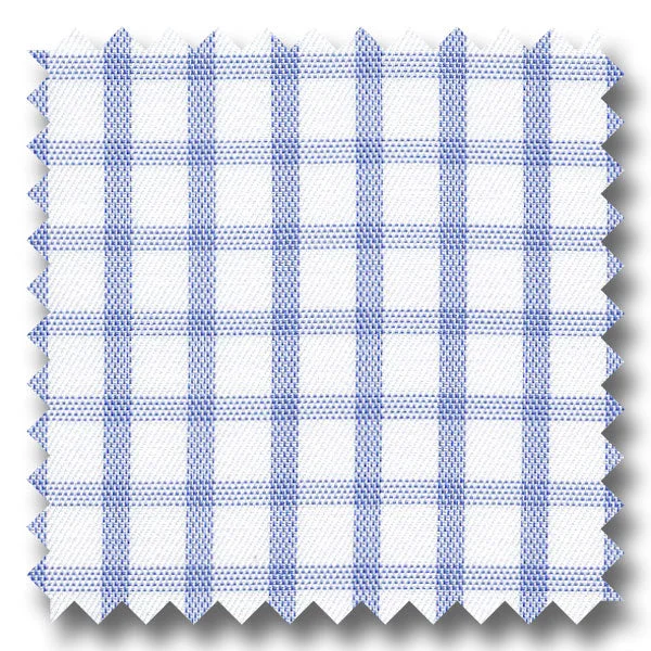 Limited Supply Medium Blue Check 200 2Ply Broadcloth - Custom Dress Shirt