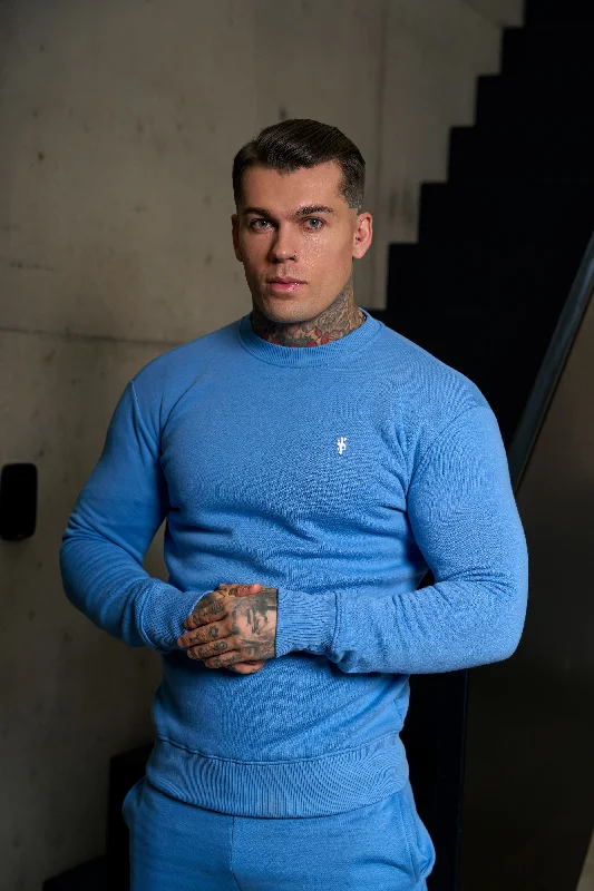 Weekend Discounts to Grab FS Plain Blue Crew Jumper With FS Branding - FSH1188