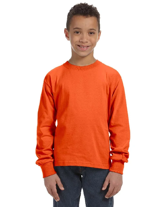 Crazy Savings Fruit of the Loom Youth Heavy Cotton Long Sleeve T-Shirt | Burnt Orange