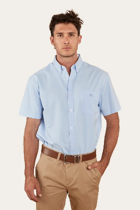 Unmissable Offer Heritage Mens Short Sleeve Dress Shirt - Blue Chambray
