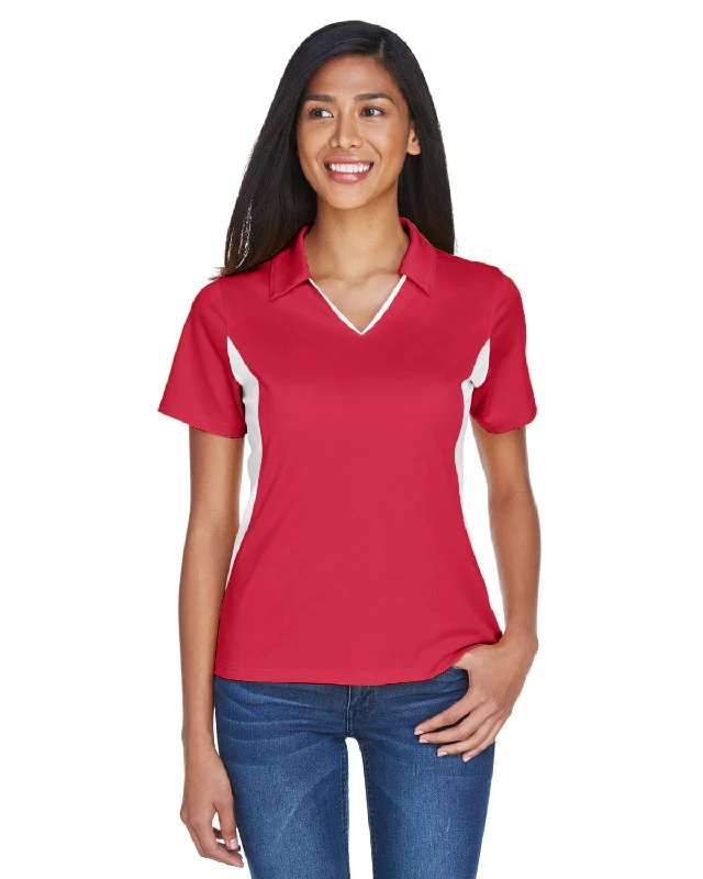 Final Markdown Harriton Ladies Side Block Micro-Pique Polo Shirt | Red/ White