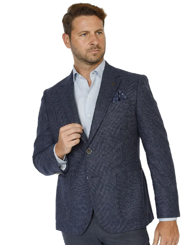 Reduced Prices Blue Wool Cotton Cashmere Prince of Wales Check Jacket