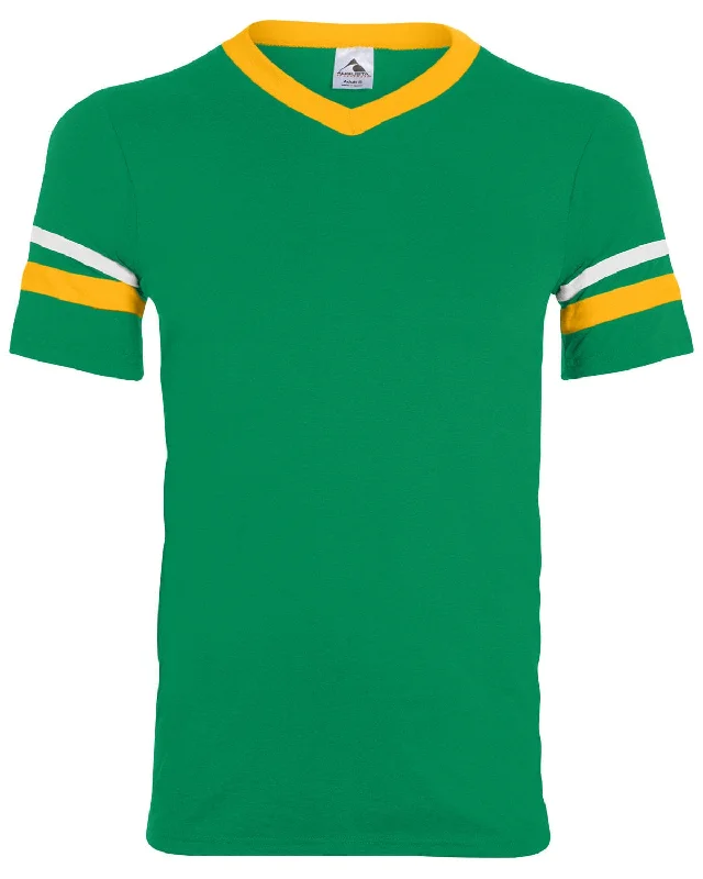Overstock Clearance Augusta Sleeve Striped Jersey | Kelly/ Gold/ Wht