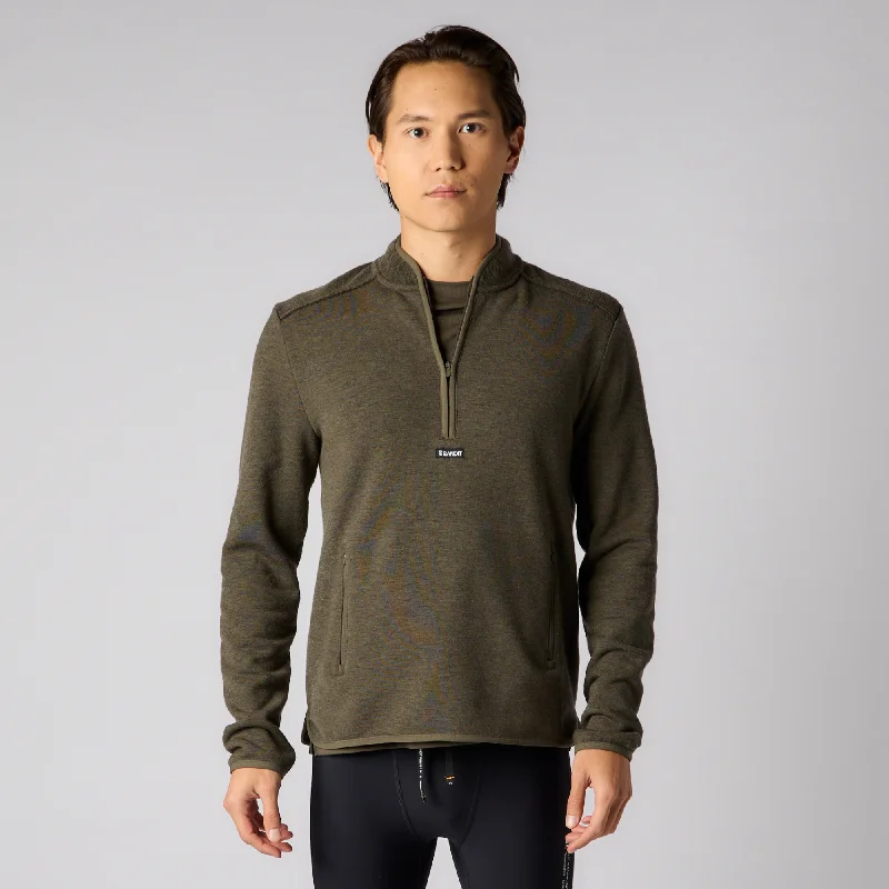 Super Sale Wool Terry Quarter Zip Pullover - Men's, Olive
